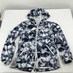 HOLLISTER Women’s Tie Dye Rain Jacket windbreaker hooded Coat blue/white size XS